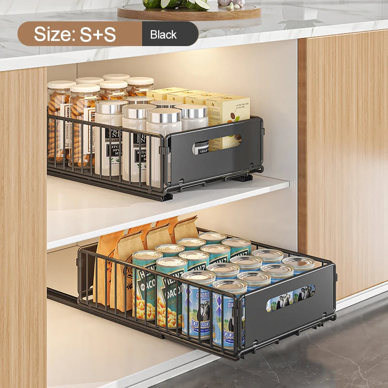 Kitchen Storage Rack Pull Out Cabinet Organizer Slide Drawer Storage Tray Seasoning Bottle Spice Storage Rack Kitchen Organizer