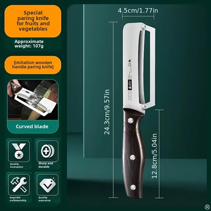 Stainless steel peeler with wooden handle for peeling and slicing fruits and vegetables | Durable and smooth operation