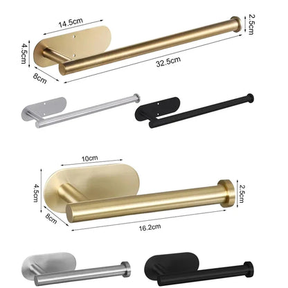Adhesive Toilet Paper Holder Stainless Steel Wall Mount Kitchen Roll Towel Rack Napkin Dispenser Absorbent Stand Tissue Hanger